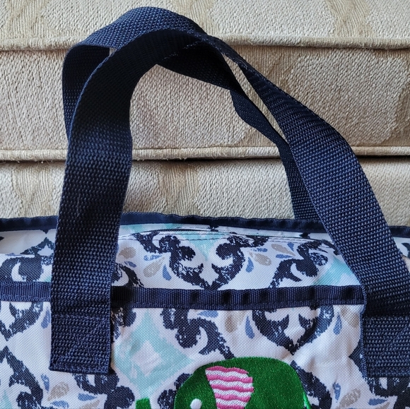 THIRTY ONE CROSSBODY ORGANIZING TOTE BAG FAB FLOURISH EMBROIDERED ELEPHANTS - Picture 7 of 13